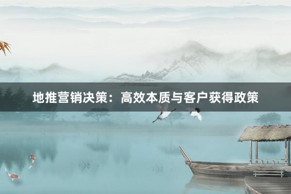 地推营销决策：高效本质与客户获得政策